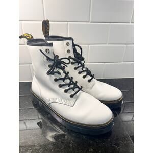 Dr. Martens Zavala Women's Leather‎ Ankle Platform Combat Boots White Size 8M
